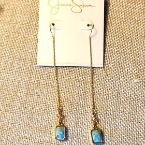 Jessica Simpson Aquamarine Threader Earrings